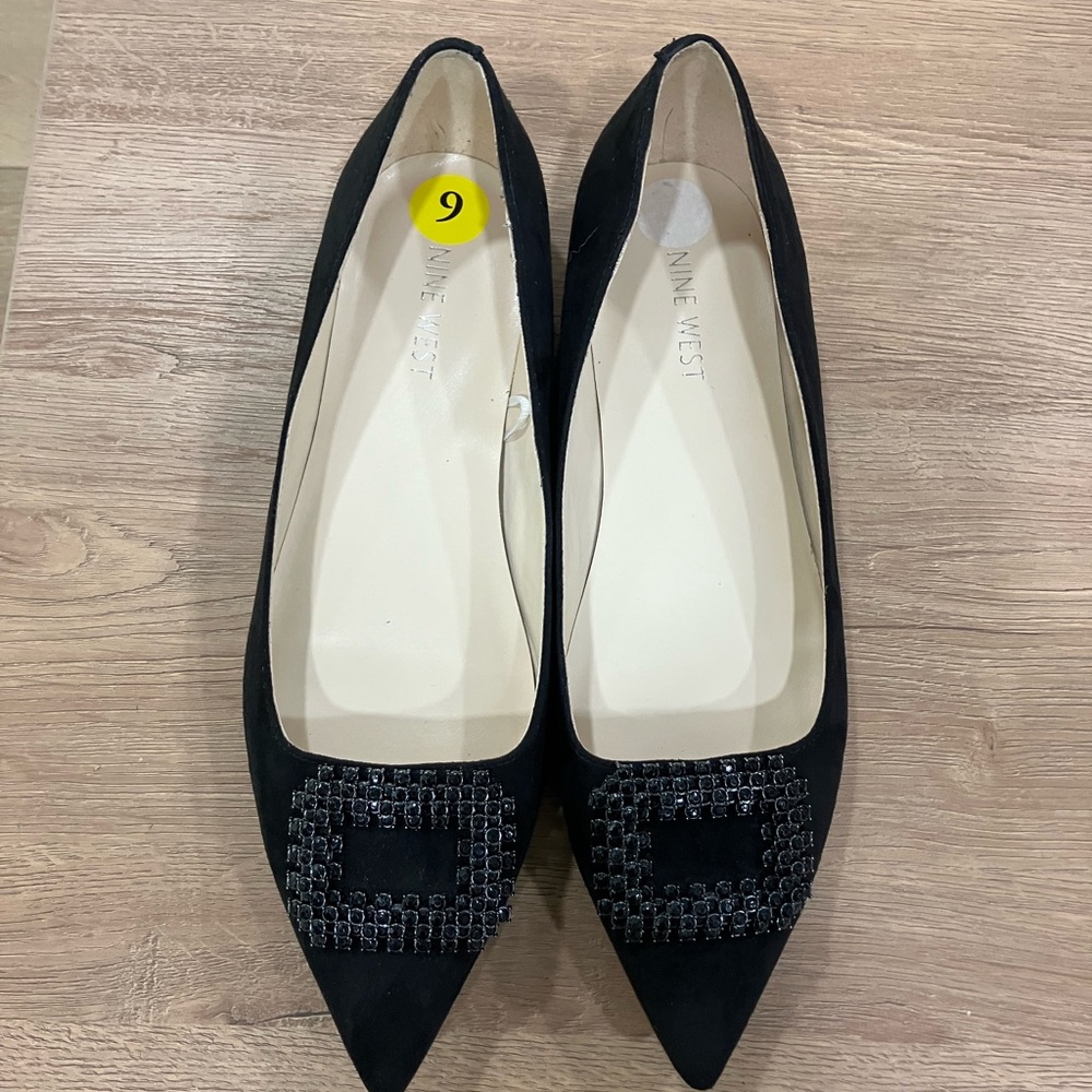 Nine West Black Embellished Flats